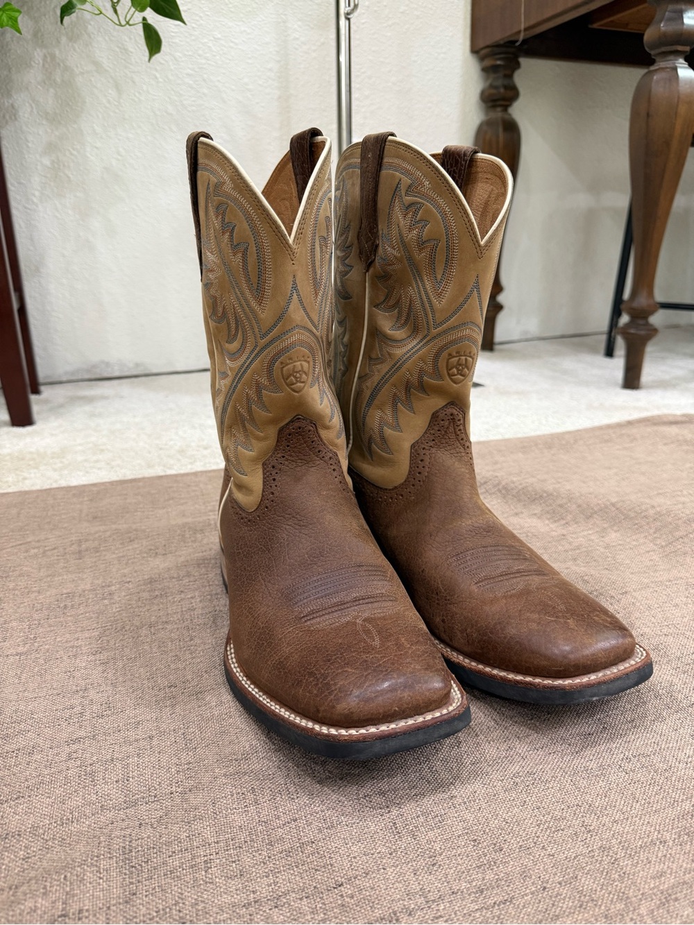 Ariat Two-Tone Brown/Tan Western Work Boots